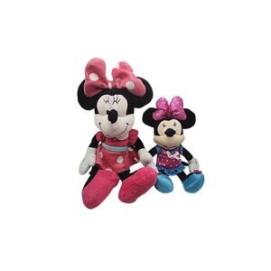 Disney Minnie Mouse Lot Of 2 Plush Dolls Toys 14” & 10” Pretend Imaginative Play
